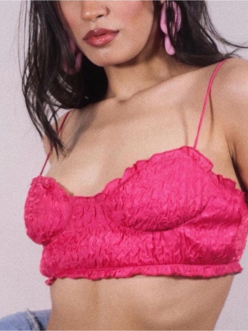 Zara Ruffled Satin Corset / Pink